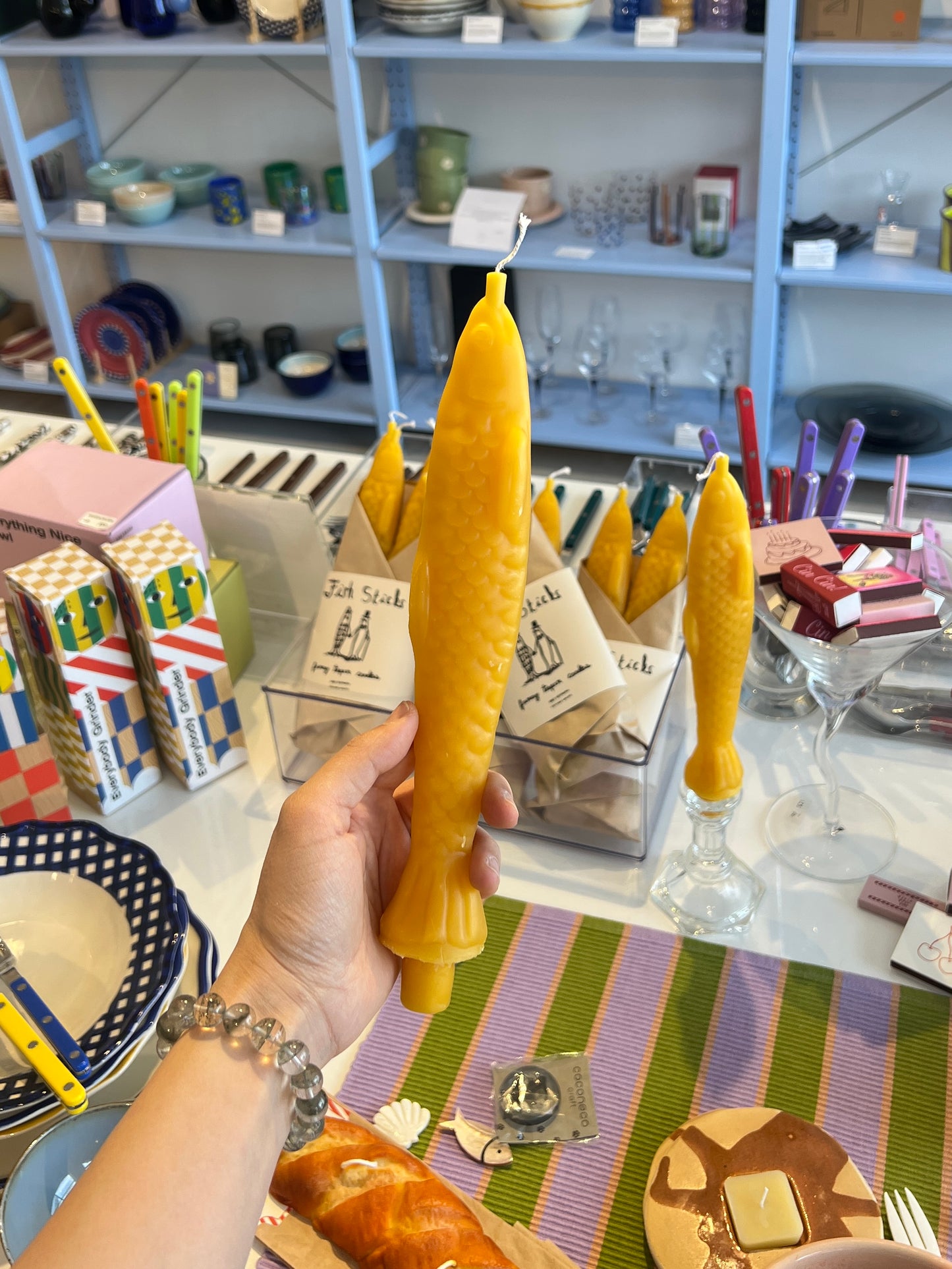 Set of 2 Beeswax Fish Shaped Taper Candles