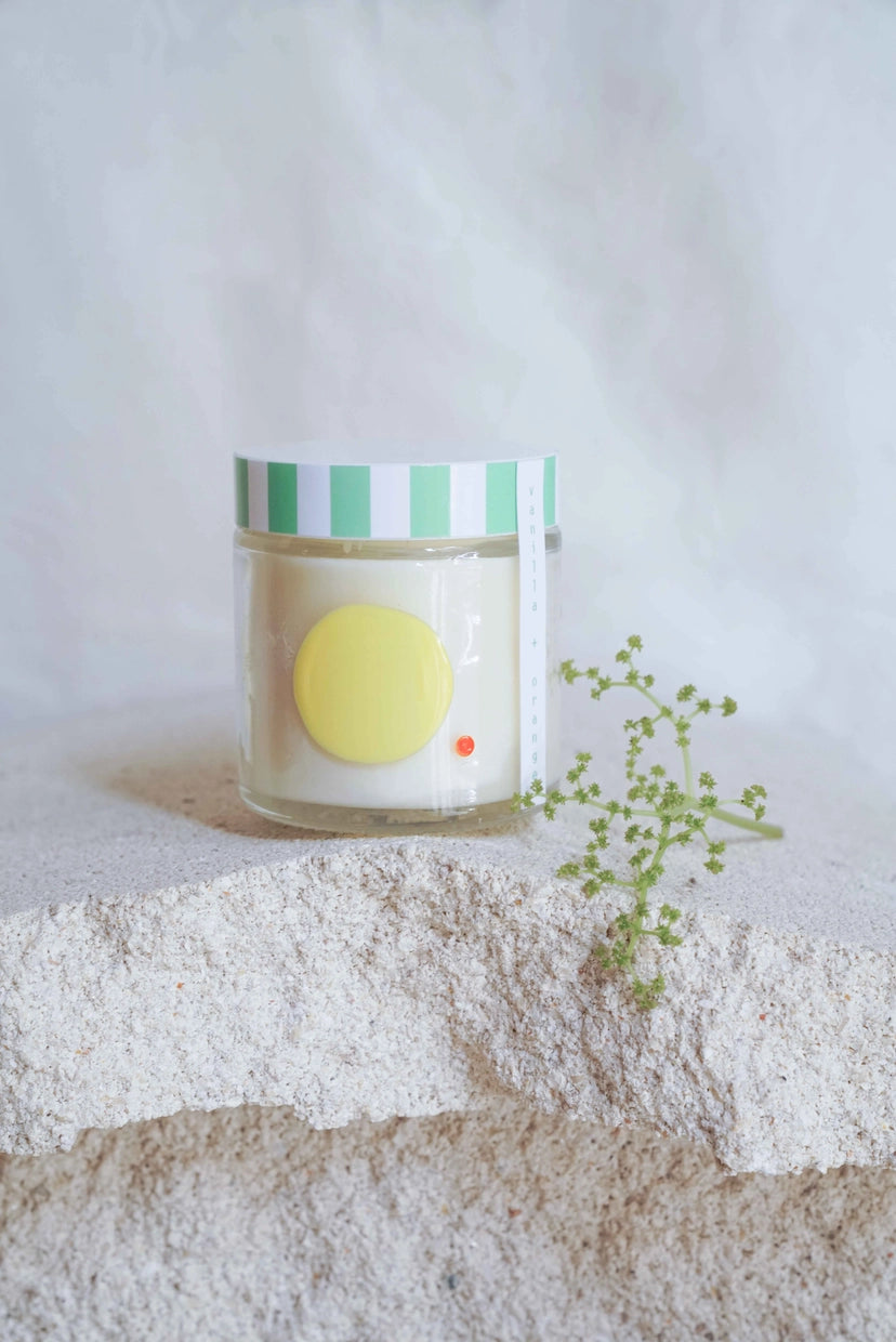 Vanilla + Orange Hand-painted Glass Candle