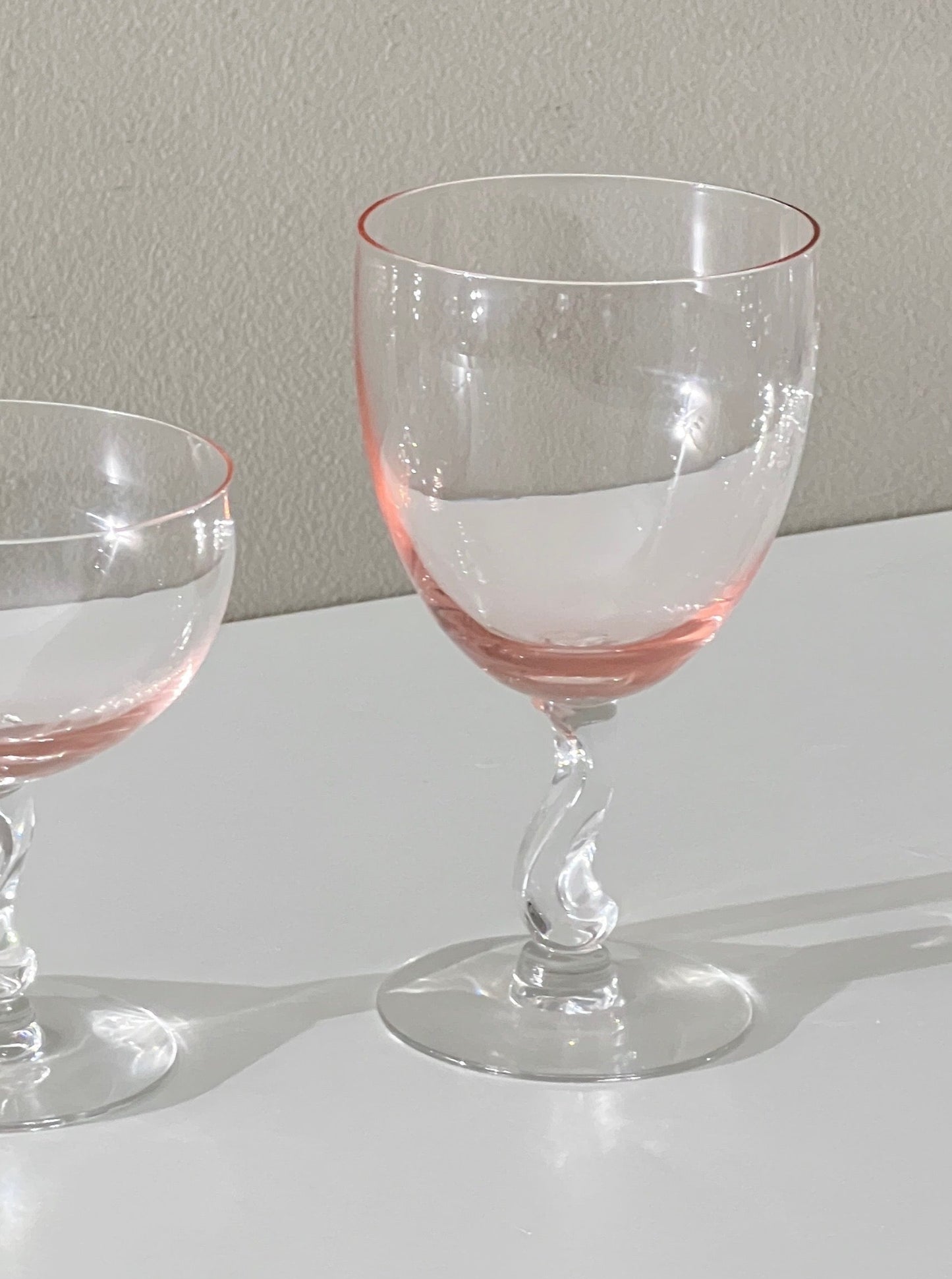 Curved Stem Pink Glass