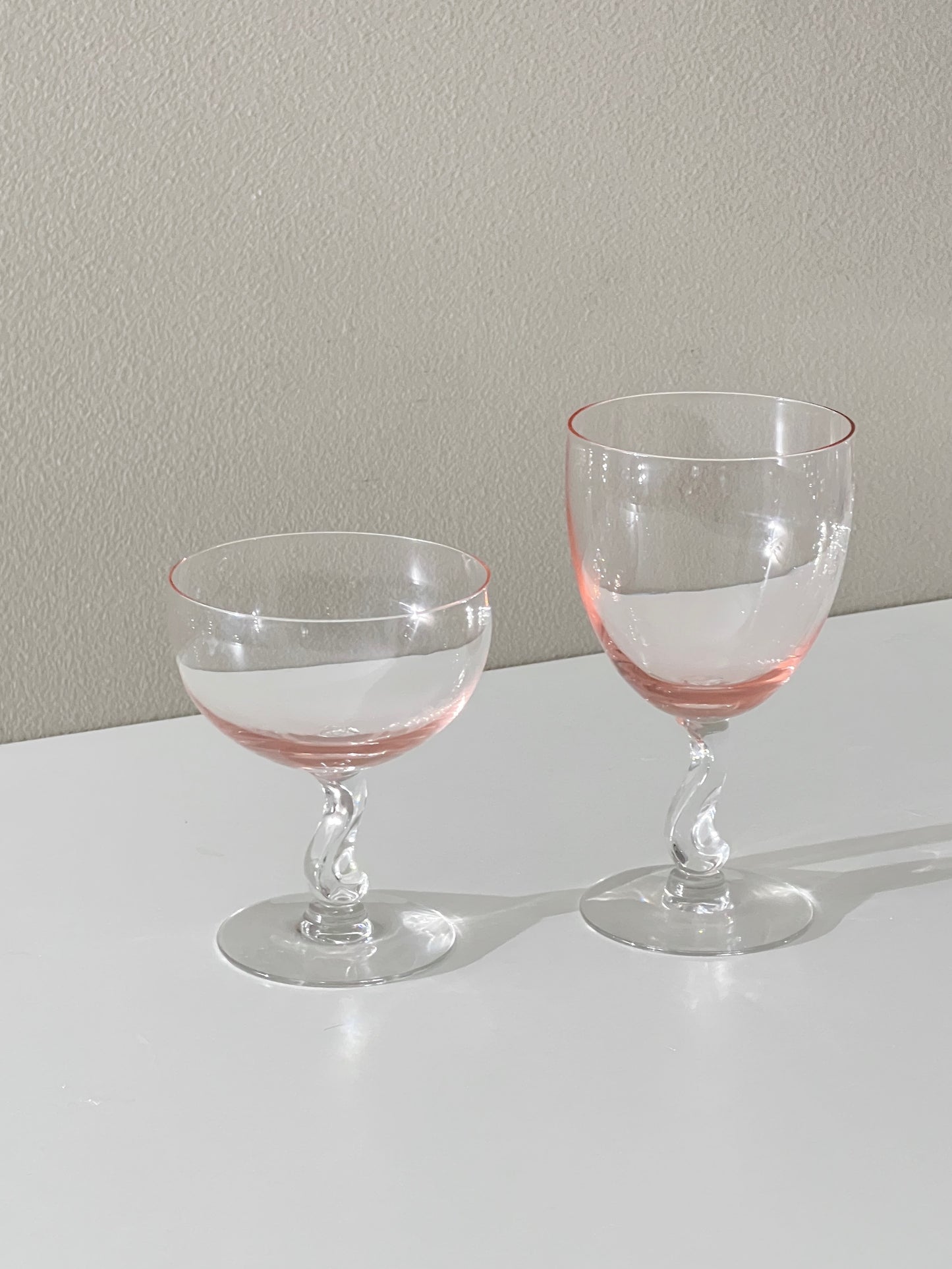 Curved Stem Pink Glass