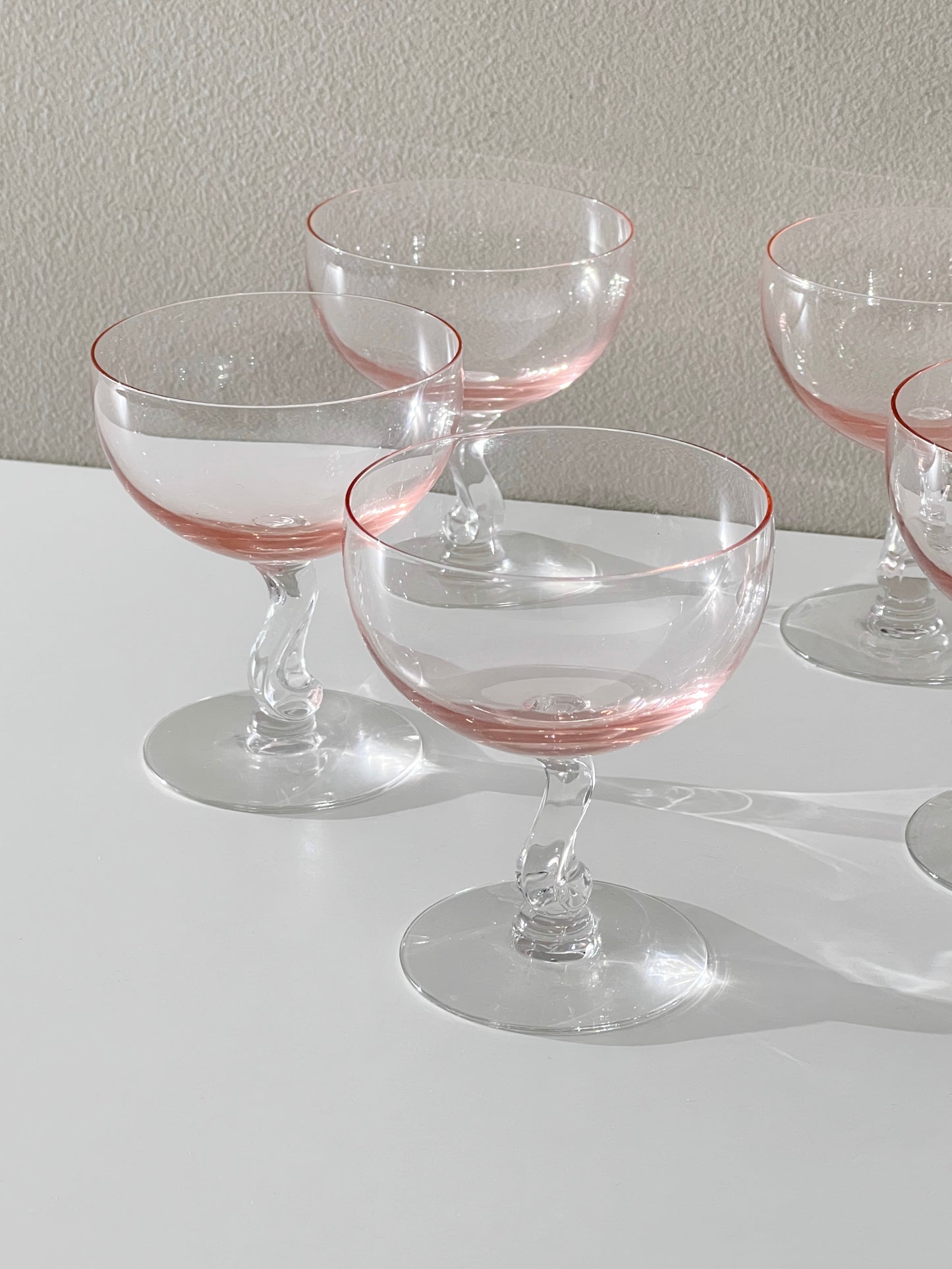 Curved Stem Pink Glass