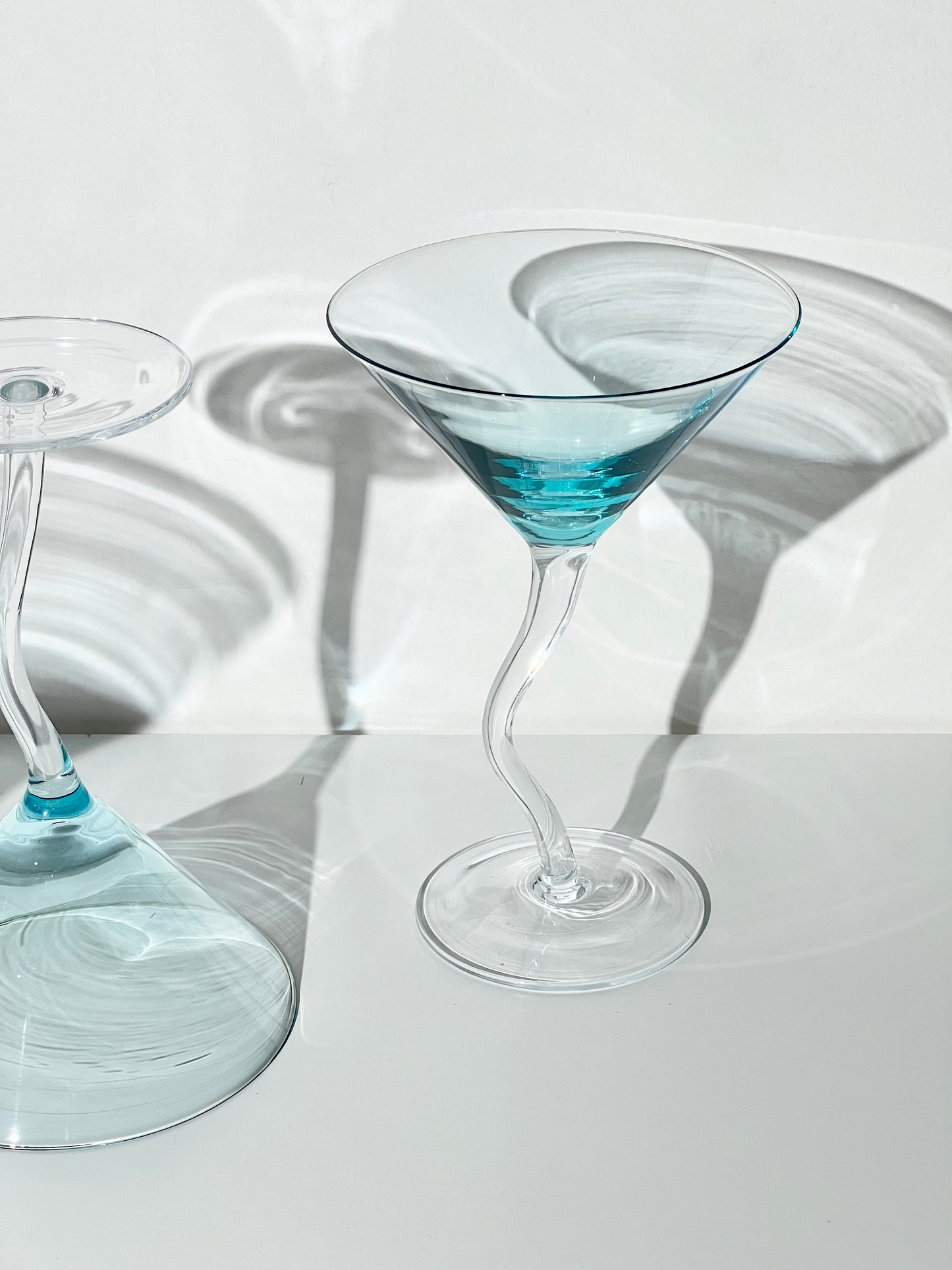 Vintage Aqua Curved Stem Martini