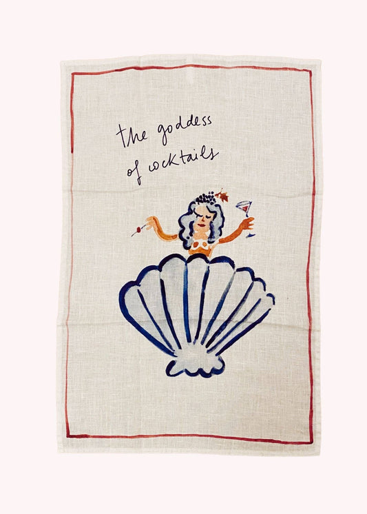 The Goddess of Cocktails - Linen Tea Towel