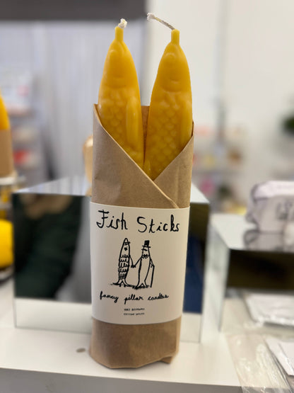 Set of 2 Beeswax Fish Shaped Taper Candles