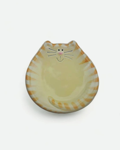 5" Ceramic Cat Dish: Stripes