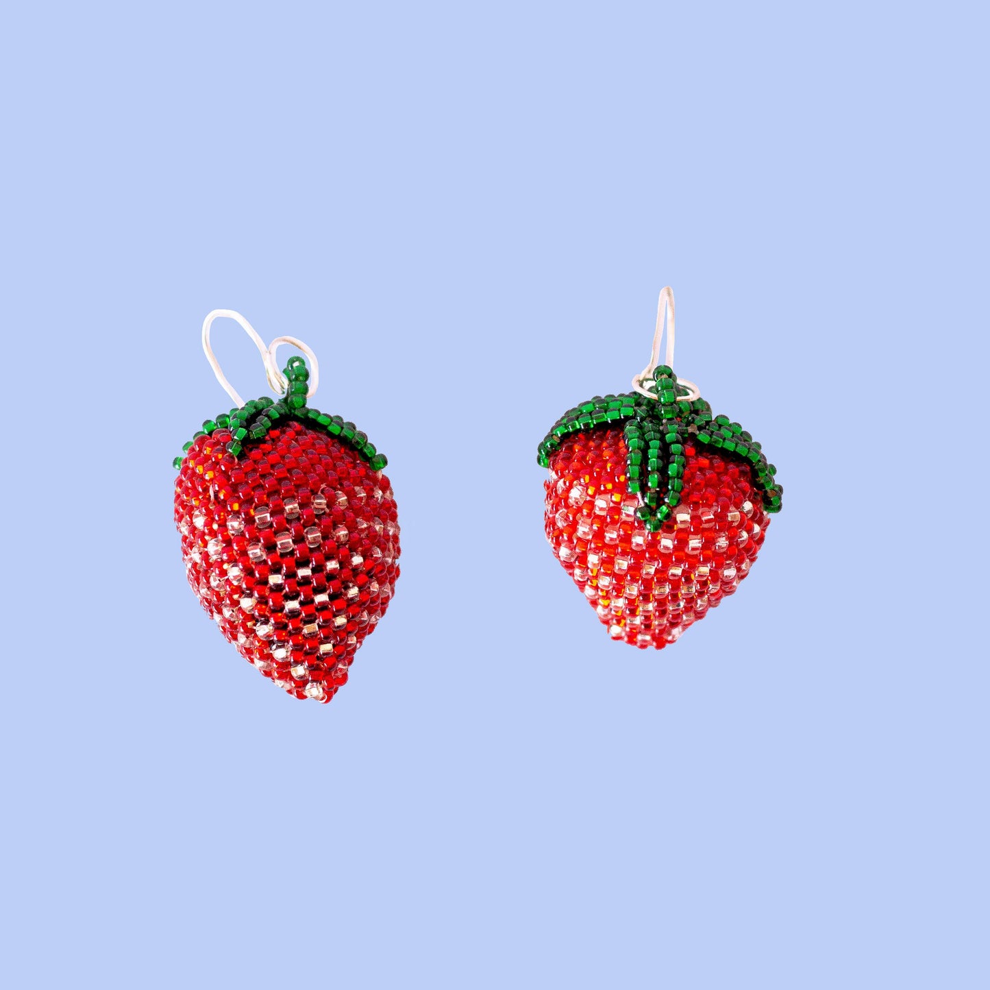 Beaded Strawberry Earrings by Wixárika Indigenous