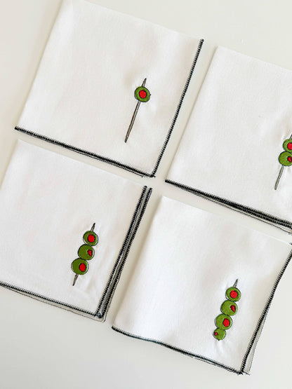 Olive Cocktail Napkins, Set of 4