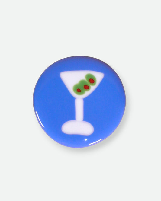 Happy Hour Glass Coaster - Blue Tini