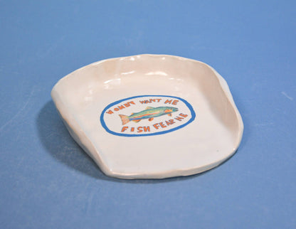 "Fish Fear Me" Ceramic Stoneware Kitchen Spoon Rest