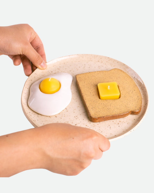 Ceramic Egg n Toast Candle Holders Set