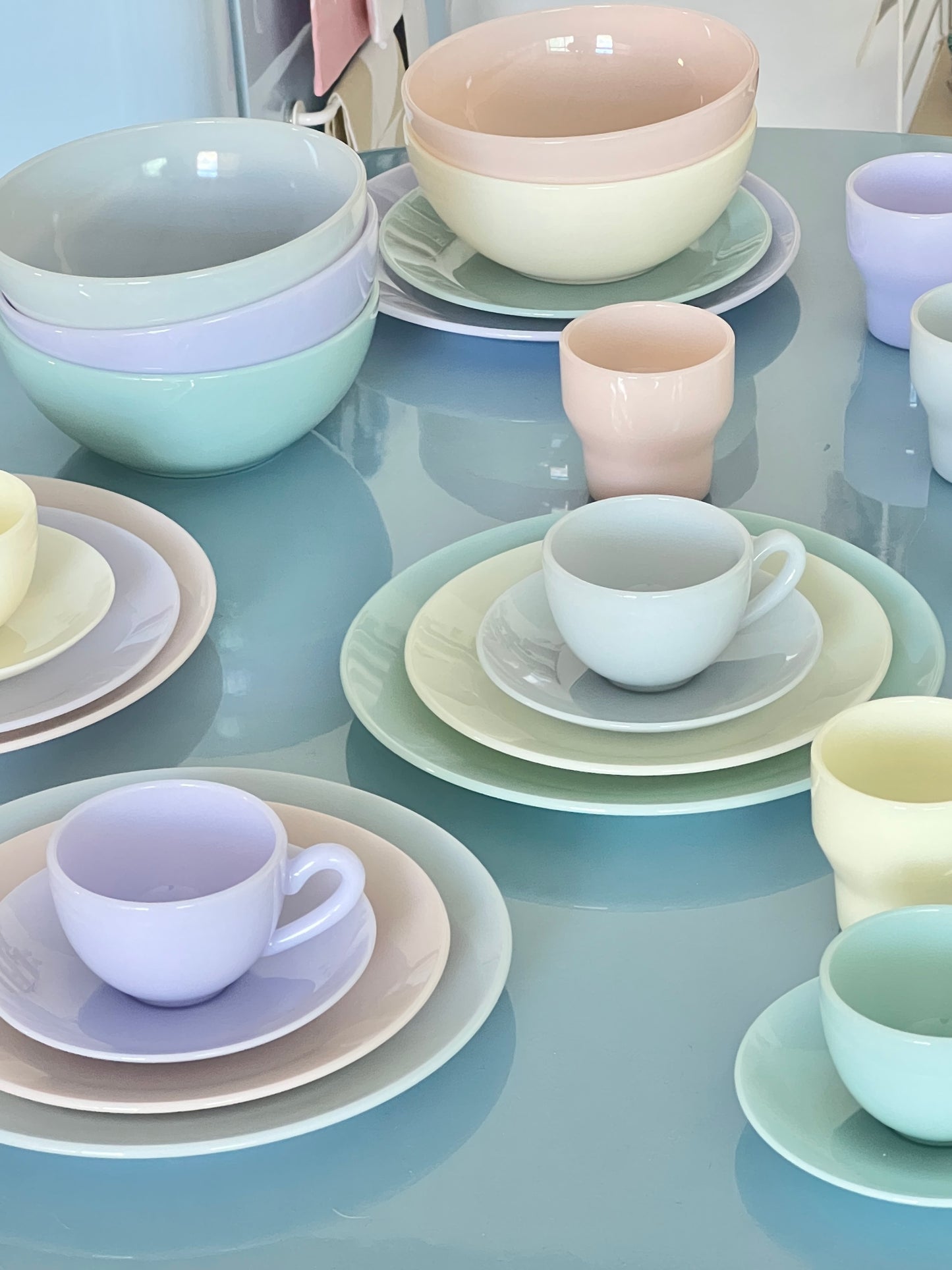 Milk Glass Cup & Saucer - Lavender