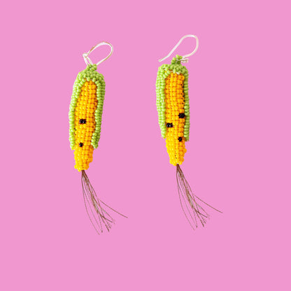 Beaded Strawberry Earrings by Wixárika Indigenous