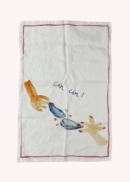 Oyster Cheers - Linen Tea Towel