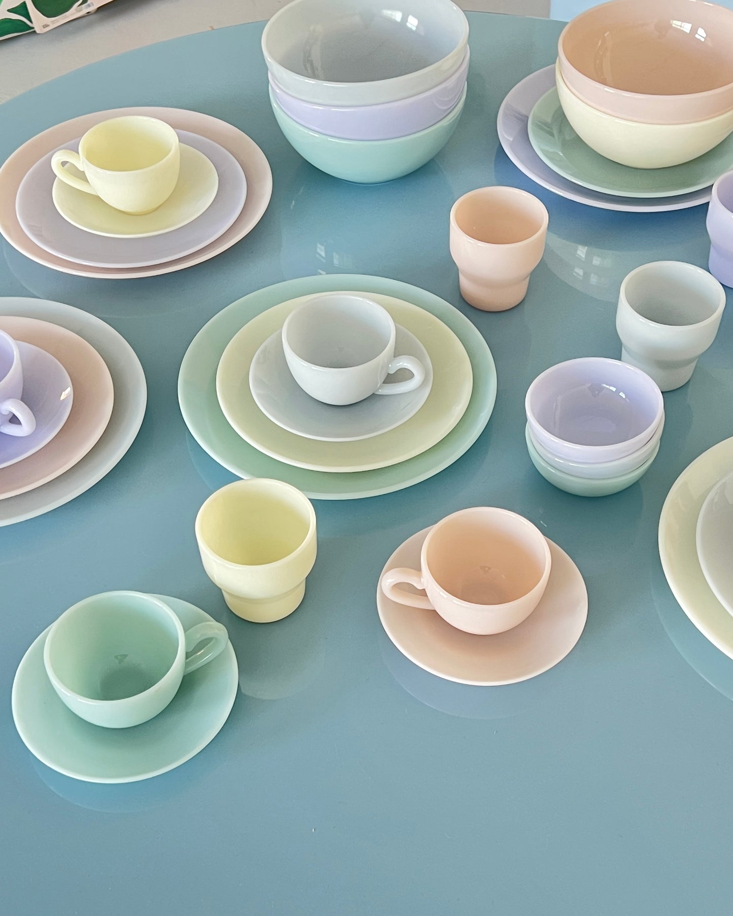 Milk Glass Cup & Saucer - Peach