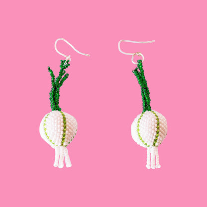 Beaded Radish Earrings by Wixárika Indigenous