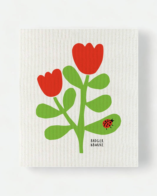 Flower & Ladybug Sponge Cloth