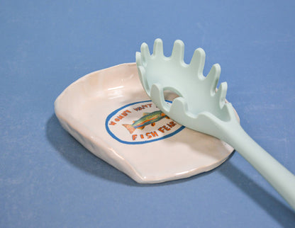"Fish Fear Me" Ceramic Stoneware Kitchen Spoon Rest