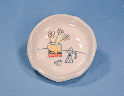 Flowers and Coffee Ceramic Dish