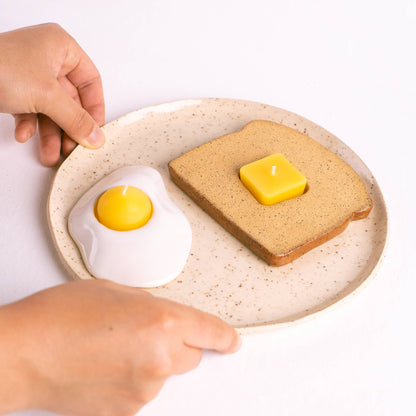 Ceramic Egg n Toast Candle Holders Set