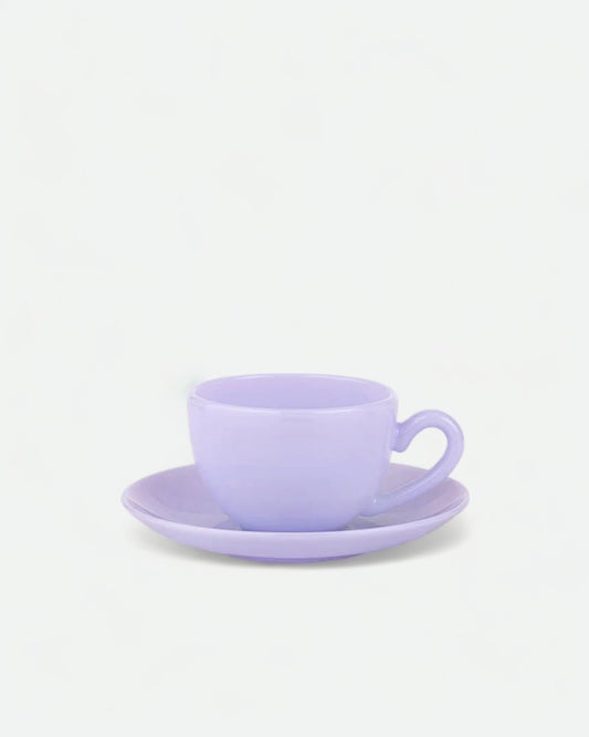 Milk Glass Cup & Saucer - Lavender