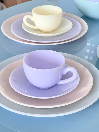 Milk Glass Cup & Saucer - Vanilla