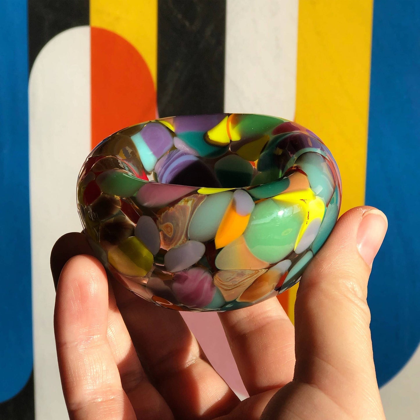 Glass Blown Mini Multi-Color Nest Bowl