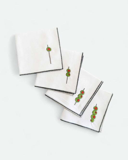 Olive Cocktail Napkins, Set of 4