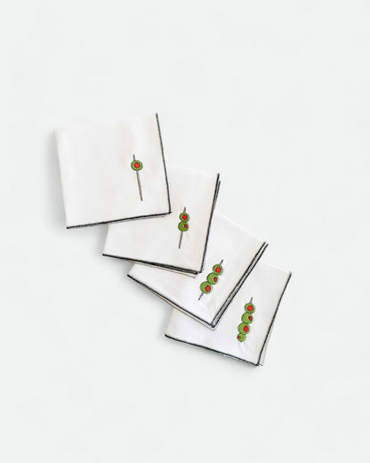 Olive Cocktail Napkins, Set of 4