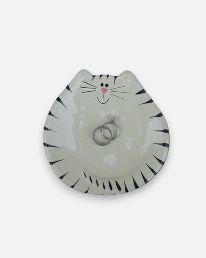 5" Ceramic Cat Dish: Stripes