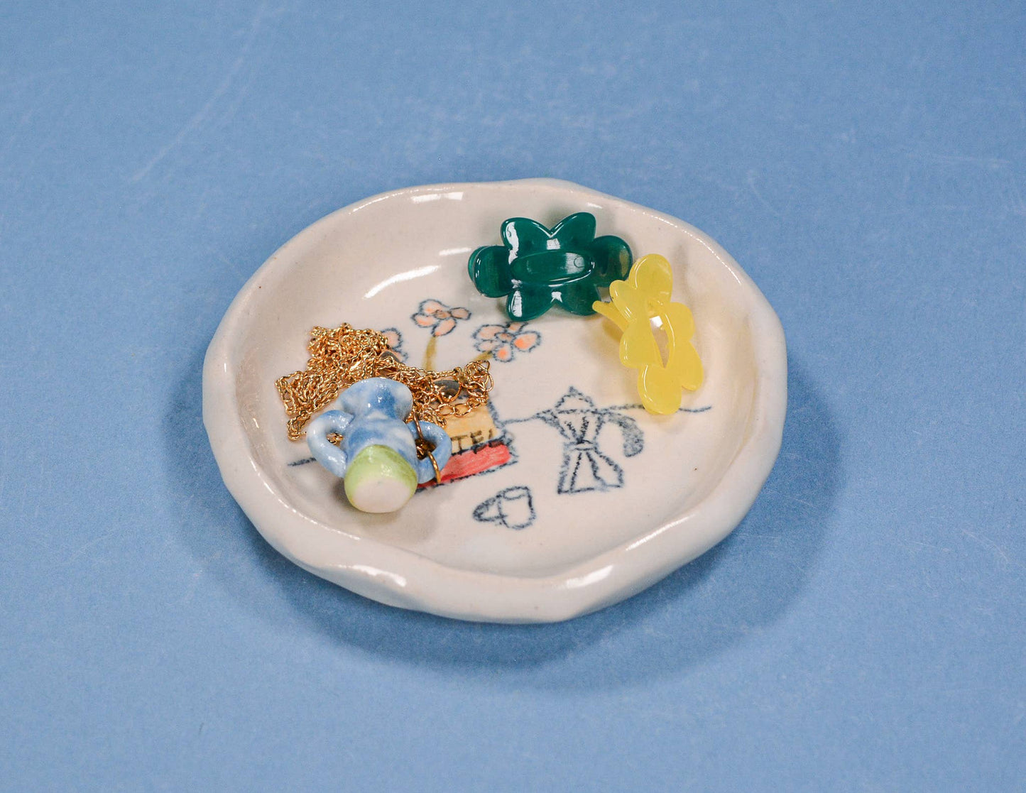 Flowers and Coffee Ceramic Dish