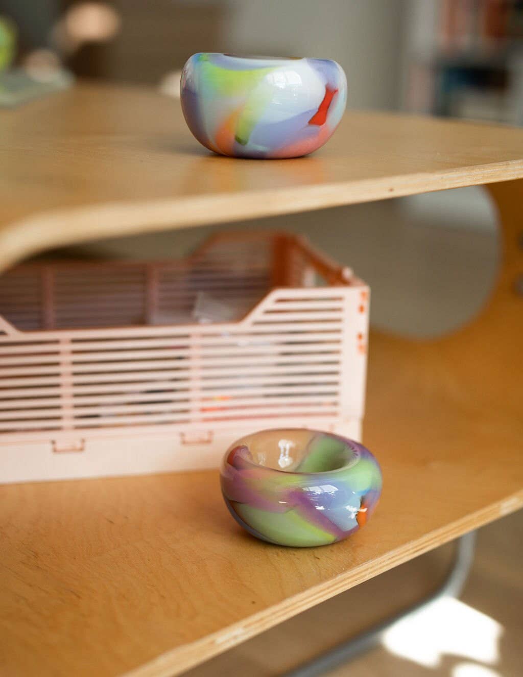 Glass Blown Multi-Color Nest Bowl