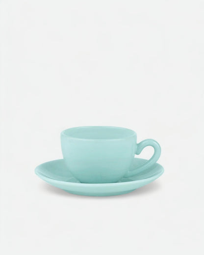 Milk Glass Cup & Saucer - Minty Haze