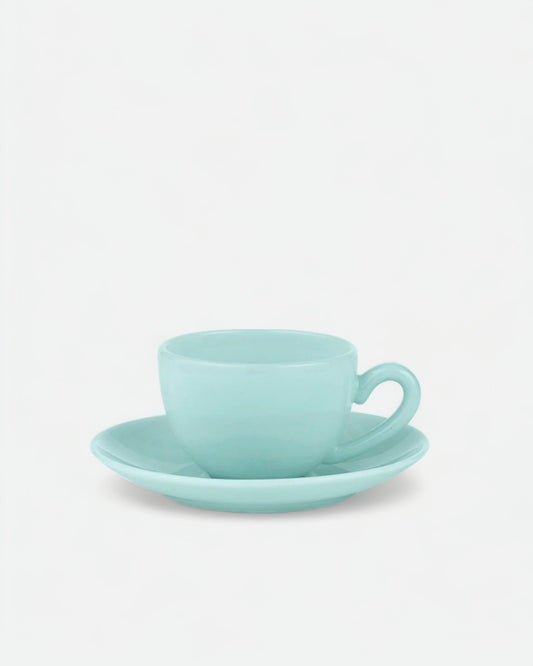 Milk Glass Cup & Saucer - Minty Haze