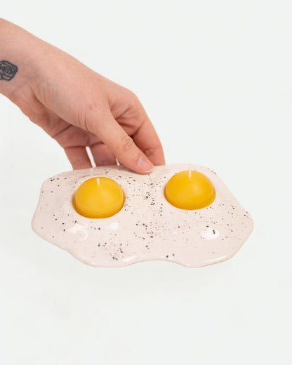 Ceramic Salt & Pepper Double Egg Candle Holder