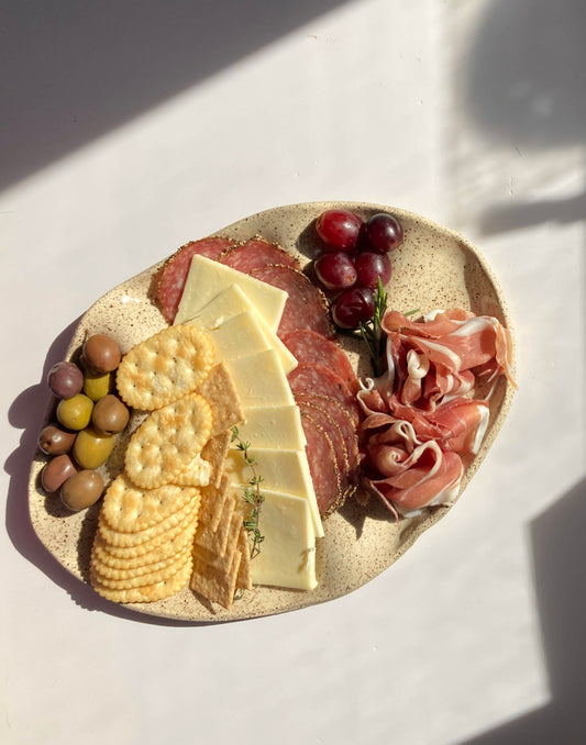 Speckled Clay Ceramic Wavy Snack Platter