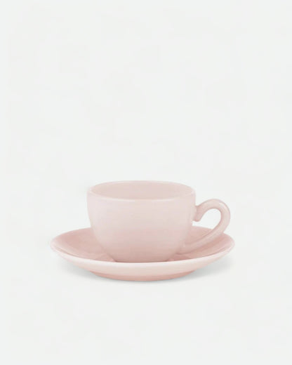 Milk Glass Cup & Saucer - Peach