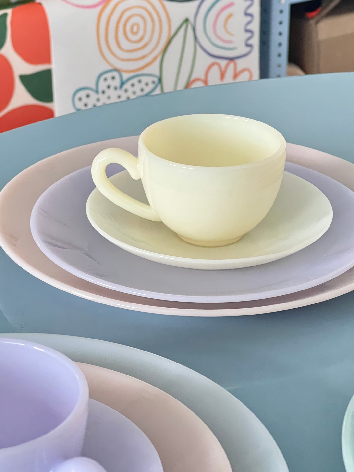 Milk Glass Cup & Saucer - Vanilla