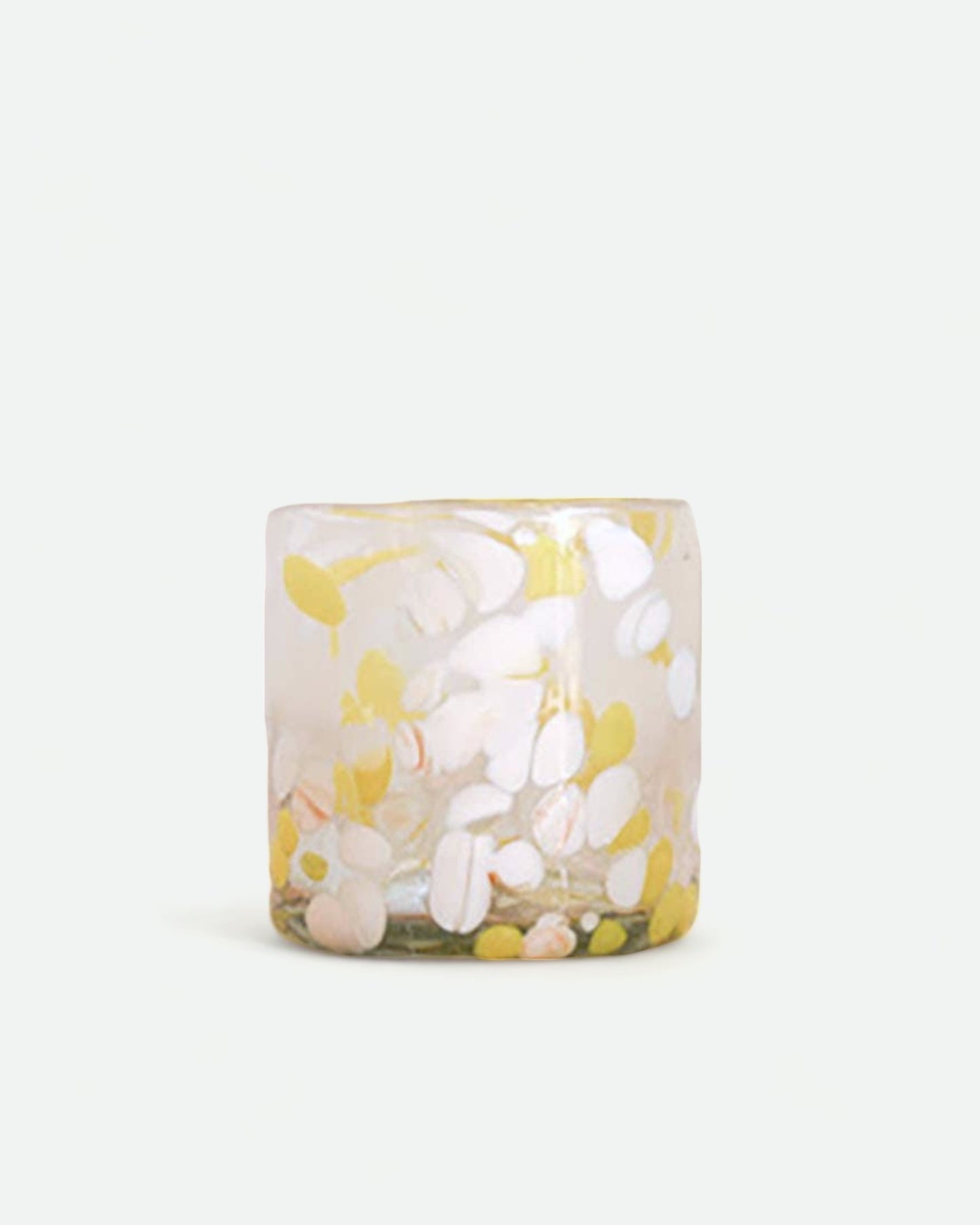 Yellow White Splash Hand Blown Tumbler