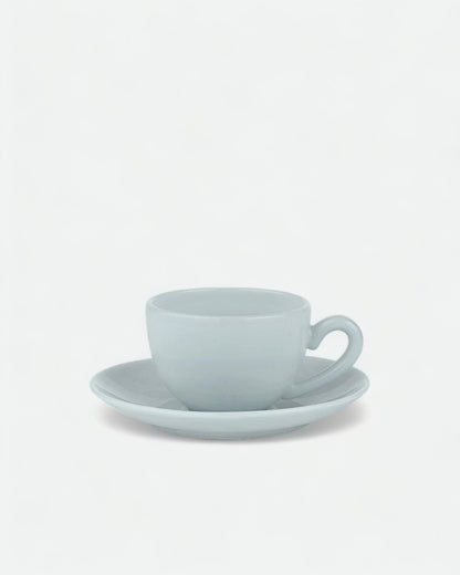 Milk Glass Cup & Saucer - Blue Fog