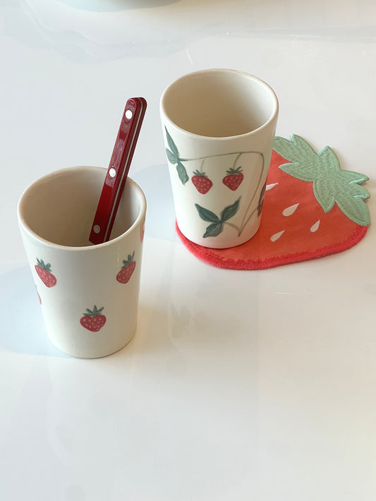 Hand-painted Strawberry Ceramic Cup
