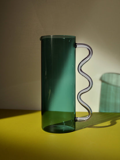 Wave Pitcher, Teal/Lilac