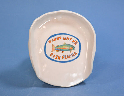 "Fish Fear Me" Ceramic Stoneware Kitchen Spoon Rest