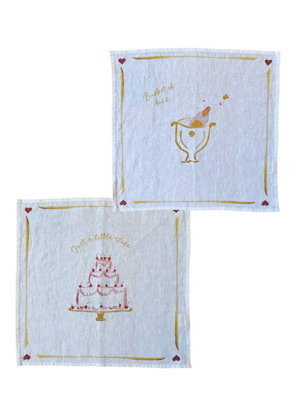 Bucket of fizz / A little slice - Linen Napkin Set  
