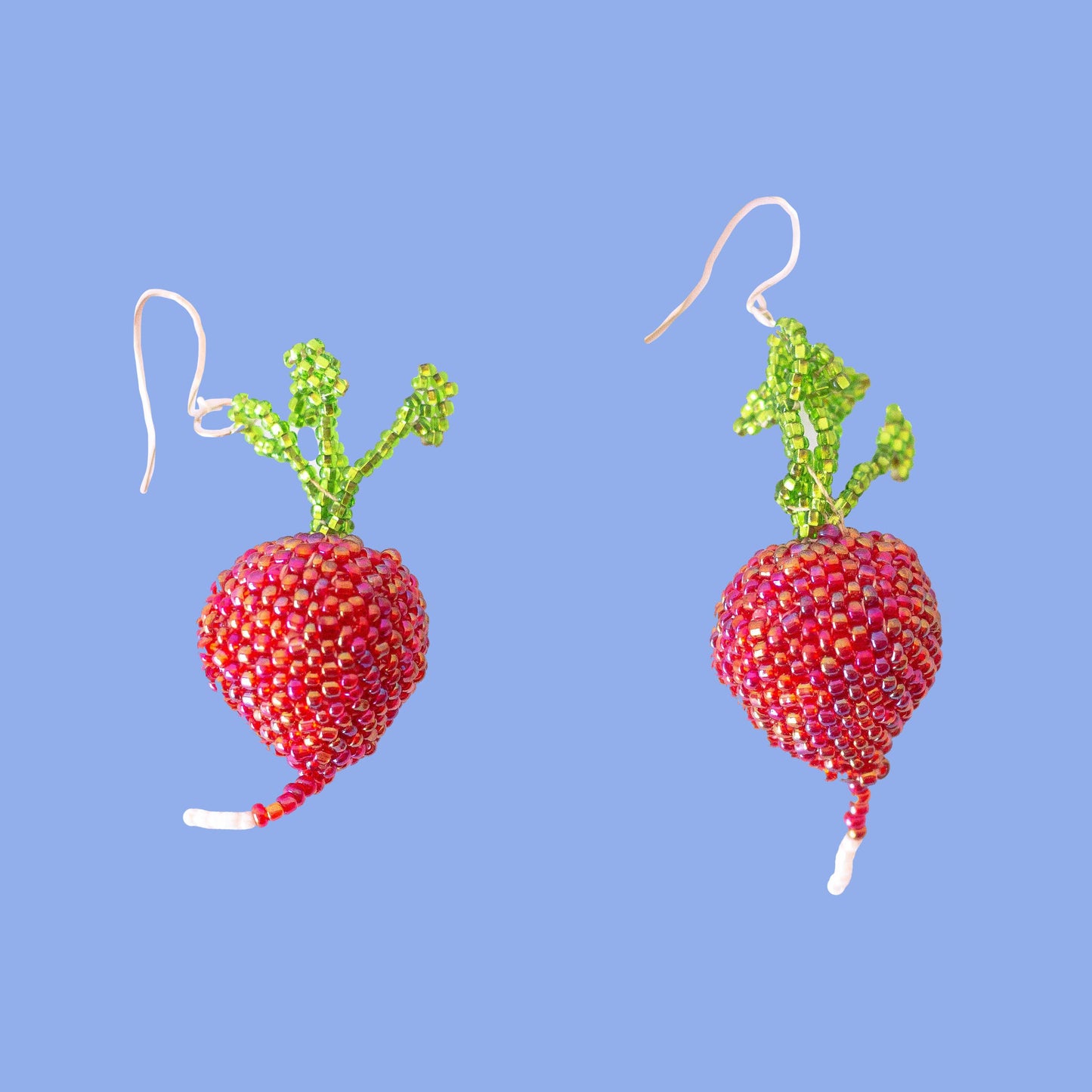 Beaded Strawberry Earrings by Wixárika Indigenous