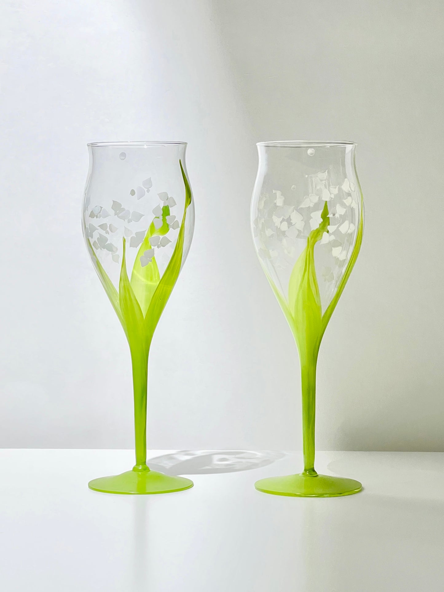 Hand-painted Lily of the Valley Wine Glass