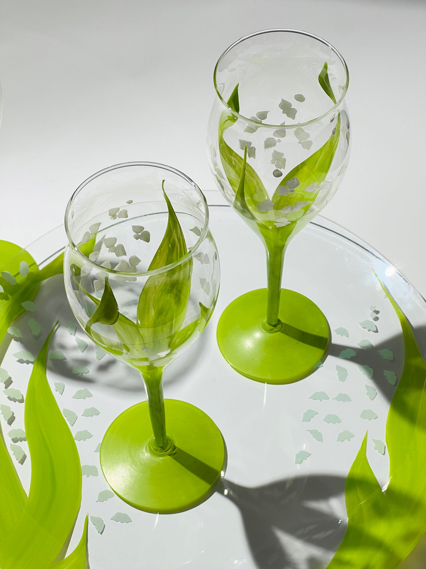 Hand-painted Lily of the Valley Wine Glass