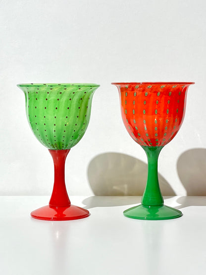 Green Red Polka Dot Glass