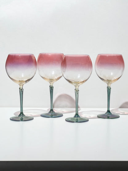 Vintage Sunset Iridescent Wine Glass