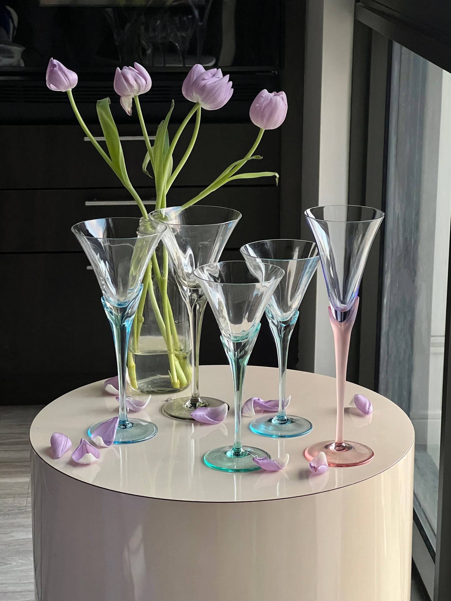 Lavender Pink Long Tulip Glass