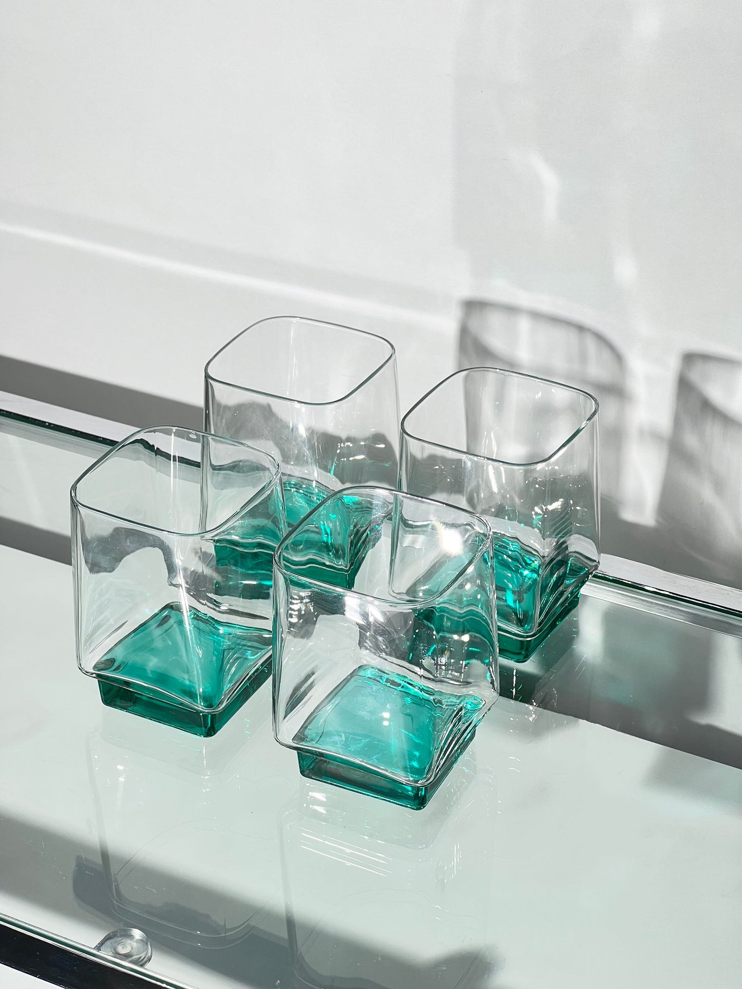 Vintage Turquoise Square Glass